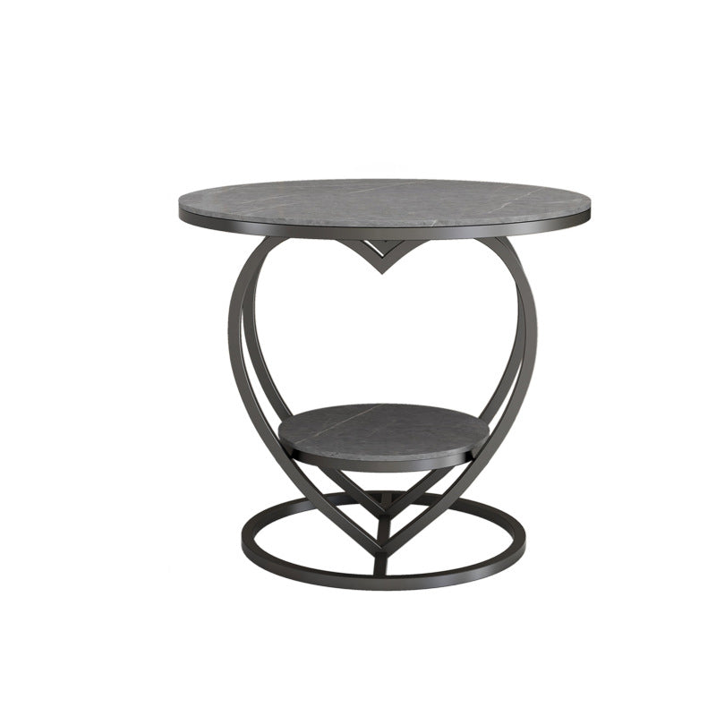 Contemporary Creative Round Heart Shaped Iron Marble Side Table 2 - Tier For Living Room