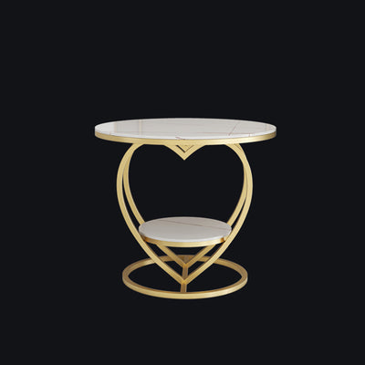 Contemporary Creative Round Heart Shaped Iron Marble Side Table 2 - Tier For Living Room