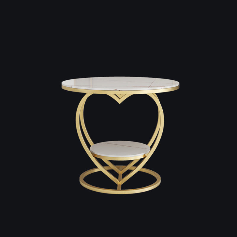 Contemporary Creative Round Heart Shaped Iron Marble Side Table 2 - Tier For Living Room