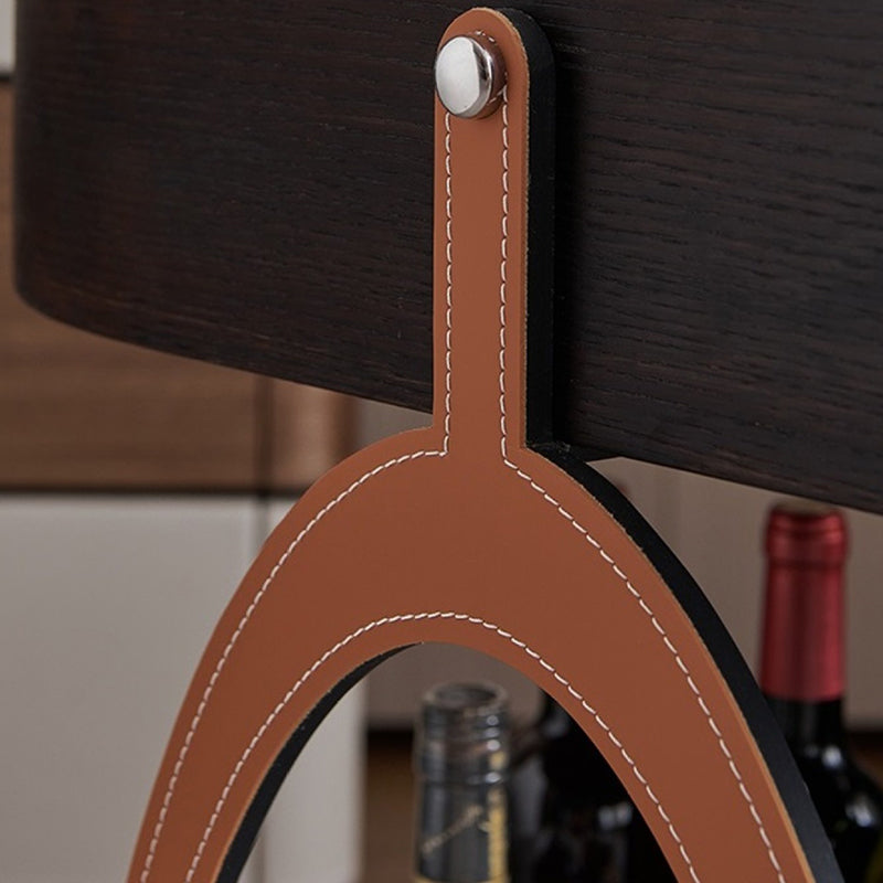 Klassischer beweglicher ovaler Beistelltisch aus MDF, Karbonstahl und Kunstsattelleder mit 2 Ebenen für das Wohnzimmer 