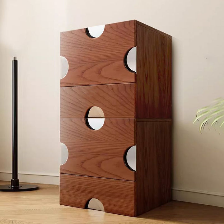 Traditional Vintage Square Hardware MDF Plywood Stainless Steel Storage Cabinet 2-Drawer For Bedroom
