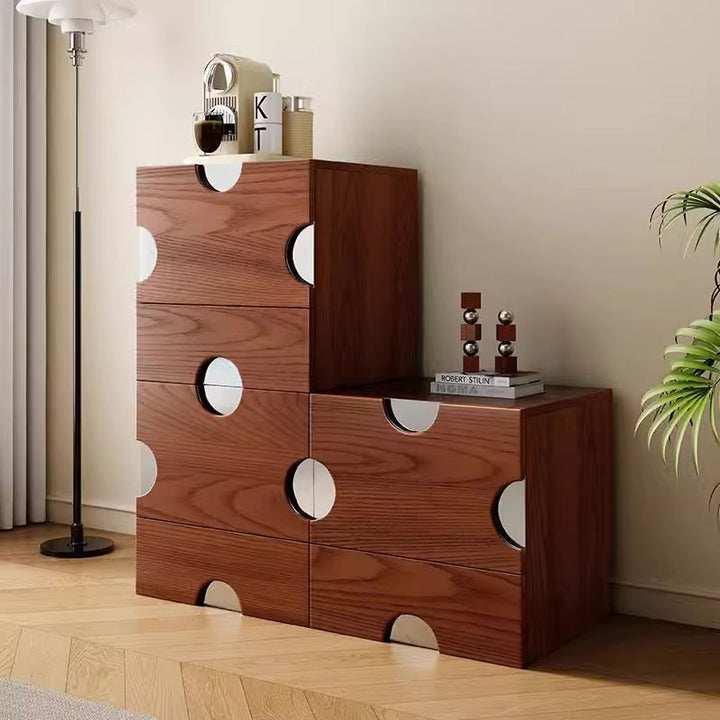 Traditional Vintage Square Hardware MDF Plywood Stainless Steel Storage Cabinet 2-Drawer For Bedroom