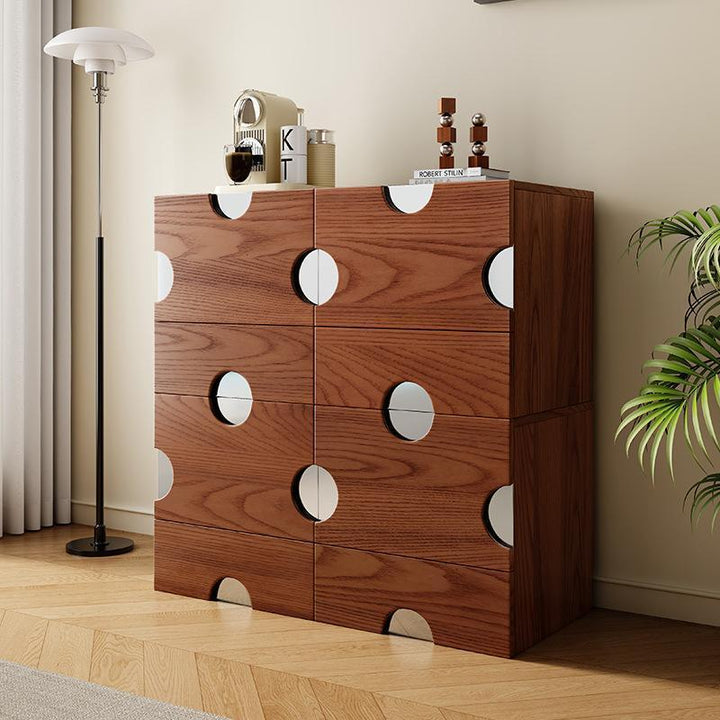 Traditional Vintage Square Hardware MDF Plywood Stainless Steel Storage Cabinet 2-Drawer For Bedroom