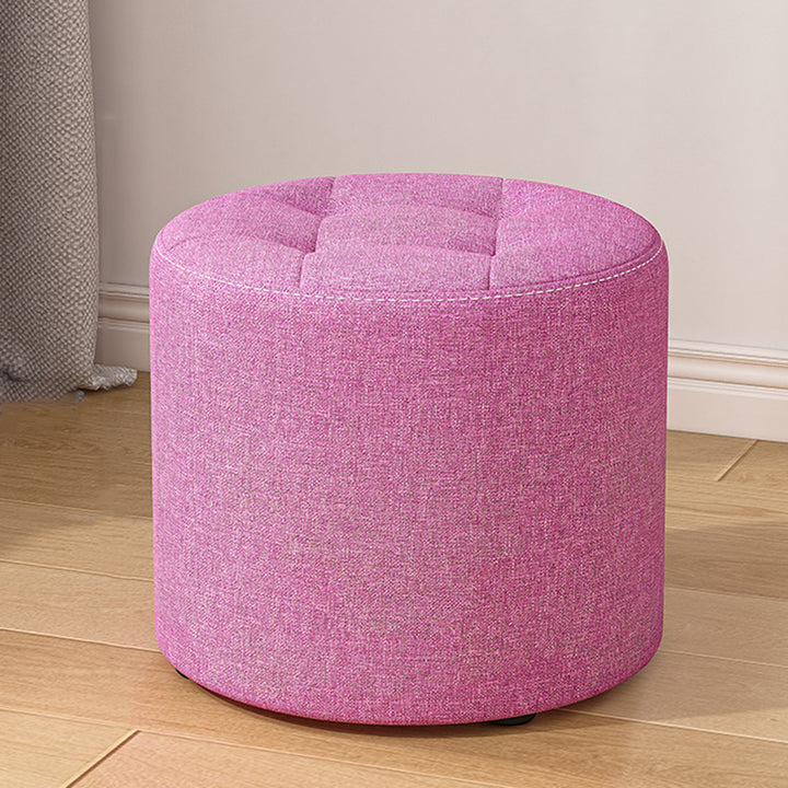 Modern Minimalist Round Solid Wood Cotton Linen Sponge Low Stool Backless Armless For Living Room