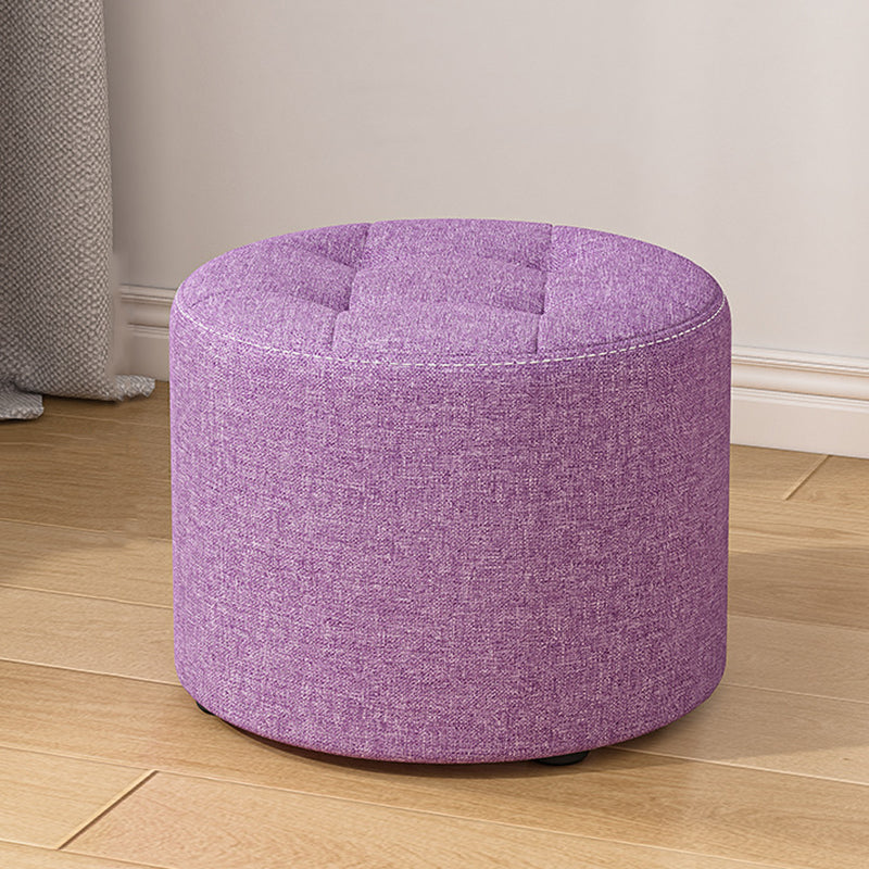 Modern Minimalist Round Solid Wood Cotton Linen Sponge Low Stool Backless Armless For Living Room