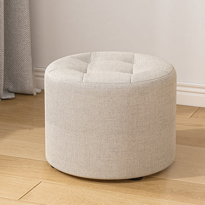Modern Minimalist Round Solid Wood Cotton Linen Sponge Low Stool Backless Armless For Living Room