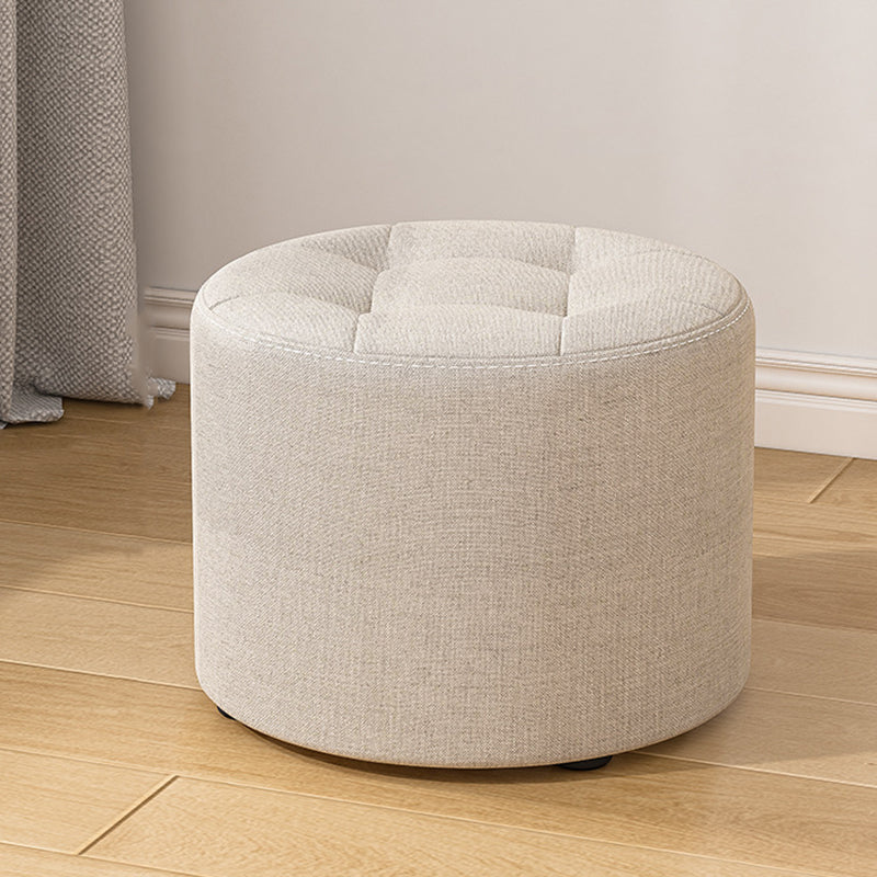 Modern Minimalist Round Solid Wood Cotton Linen Sponge Low Stool Backless Armless For Living Room