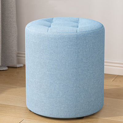 Modern Minimalist Round Solid Wood Cotton Linen Sponge Low Stool Backless Armless For Living Room