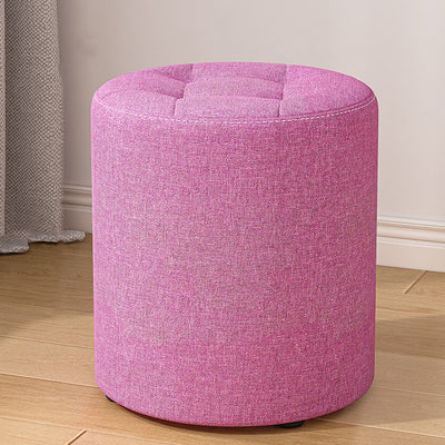 Modern Minimalist Round Solid Wood Cotton Linen Sponge Low Stool Backless Armless For Living Room