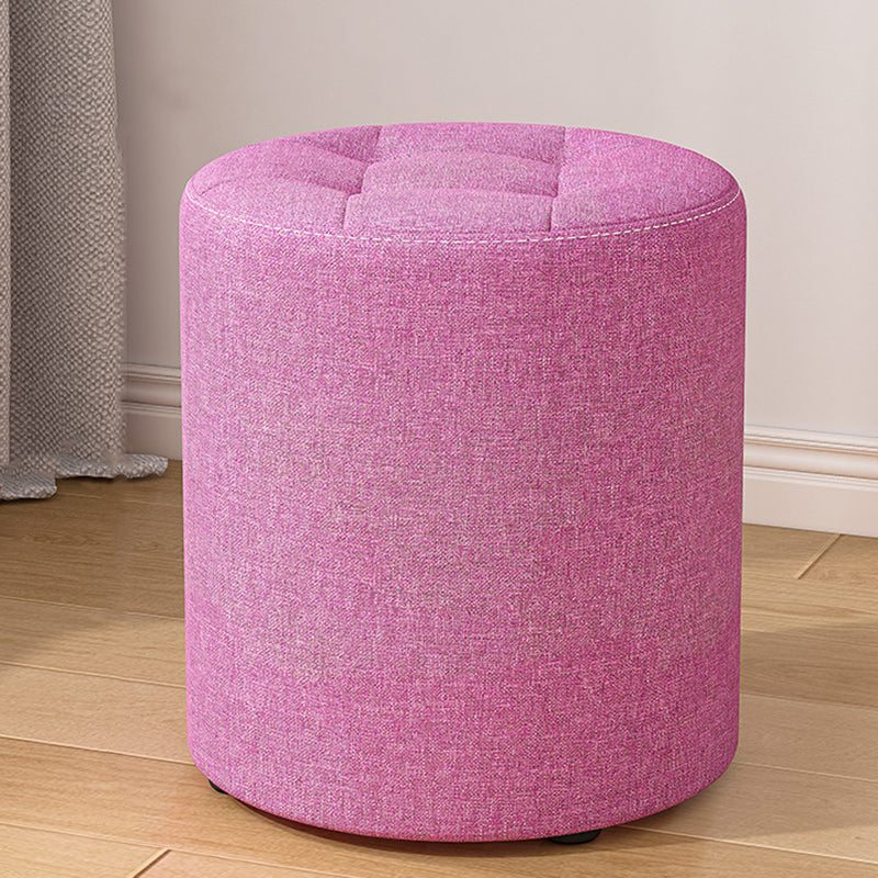Modern Minimalist Round Solid Wood Cotton Linen Sponge Low Stool Backless Armless For Living Room