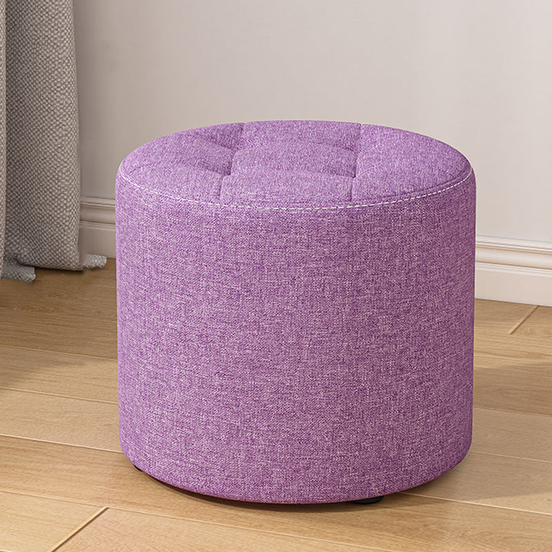 Modern Minimalist Round Solid Wood Cotton Linen Sponge Low Stool Backless Armless For Living Room
