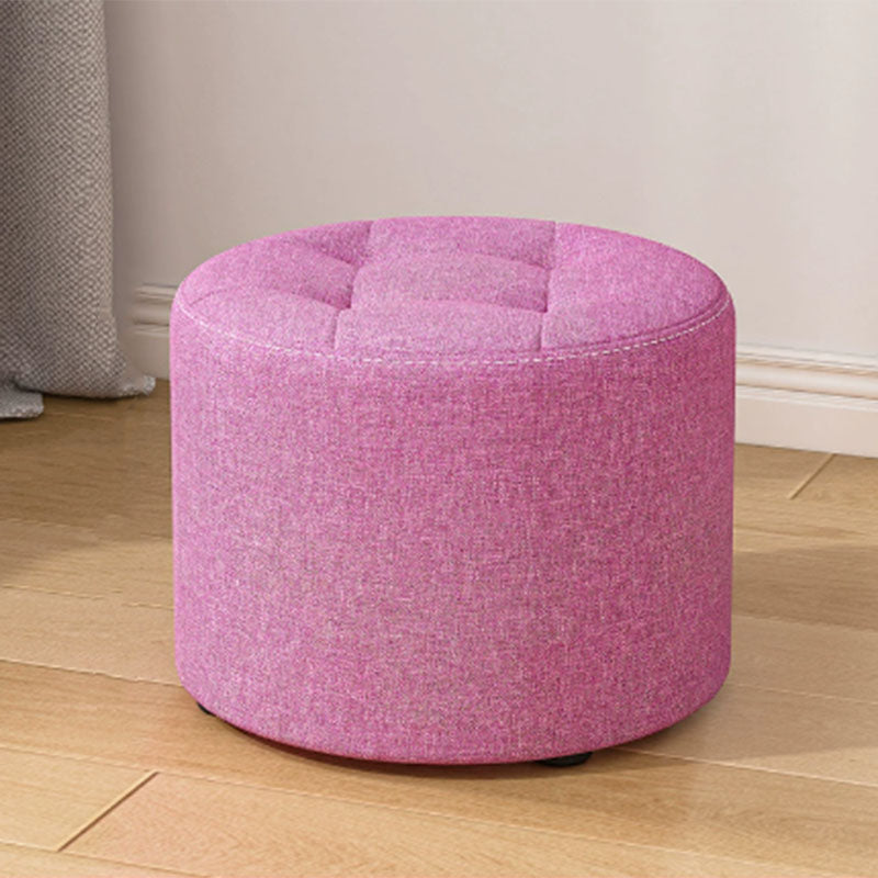 Modern Minimalist Round Solid Wood Cotton Linen Sponge Low Stool Backless Armless For Living Room