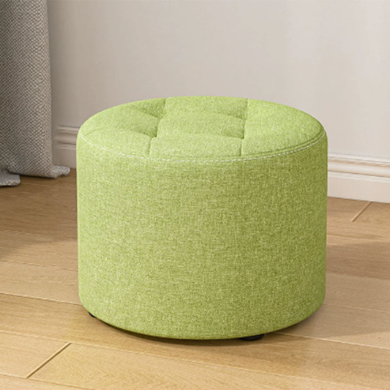 Modern Minimalist Round Solid Wood Cotton Linen Sponge Low Stool Backless Armless For Living Room