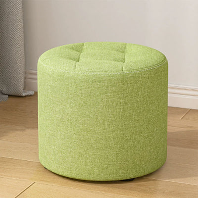 Modern Minimalist Round Solid Wood Cotton Linen Sponge Low Stool Backless Armless For Living Room