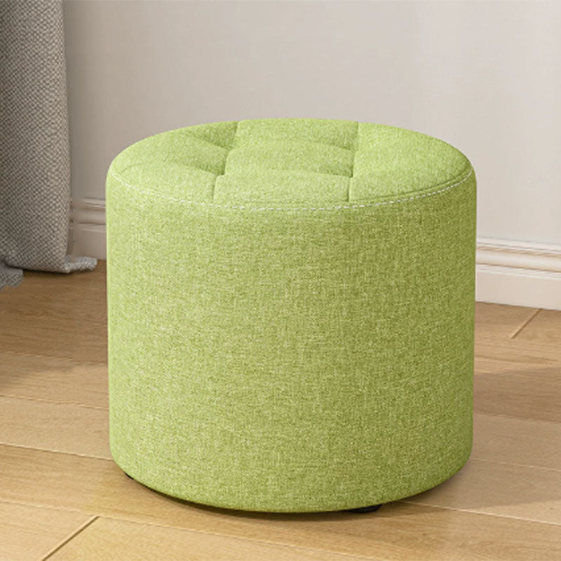 Modern Minimalist Round Solid Wood Cotton Linen Sponge Low Stool Backless Armless For Living Room