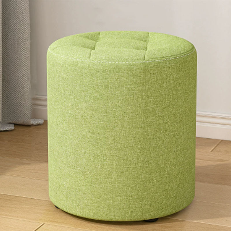 Modern Minimalist Round Solid Wood Cotton Linen Sponge Low Stool Backless Armless For Living Room