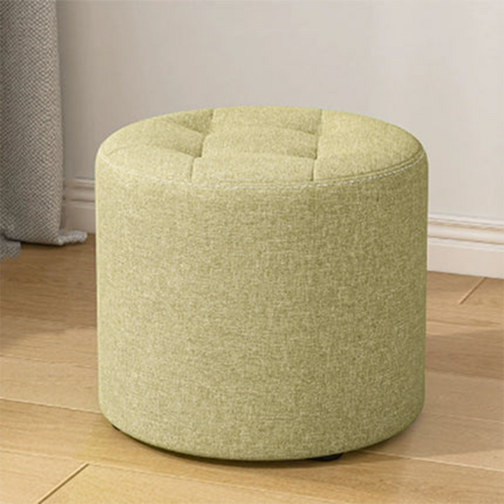Modern Minimalist Round Solid Wood Cotton Linen Sponge Low Stool Backless Armless For Living Room