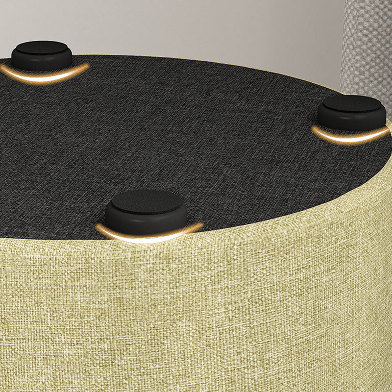 Modern Minimalist Round Solid Wood Cotton Linen Sponge Low Stool Backless Armless For Living Room