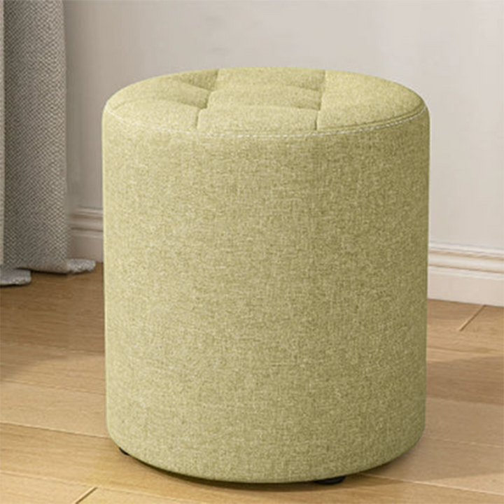 Modern Minimalist Round Solid Wood Cotton Linen Sponge Low Stool Backless Armless For Living Room