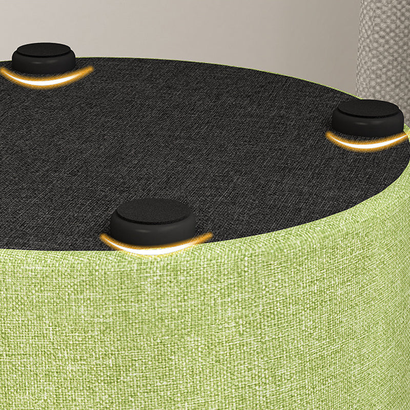 Modern Minimalist Round Solid Wood Cotton Linen Sponge Low Stool Backless Armless For Living Room