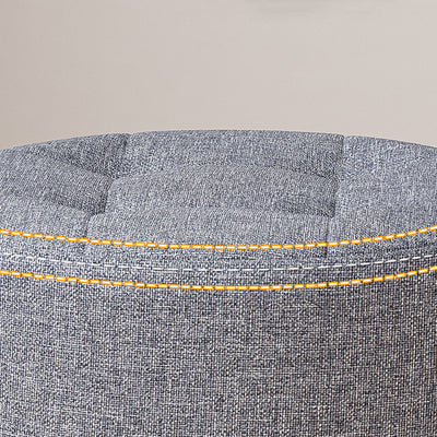 Modern Minimalist Round Solid Wood Cotton Linen Sponge Low Stool Backless Armless For Living Room