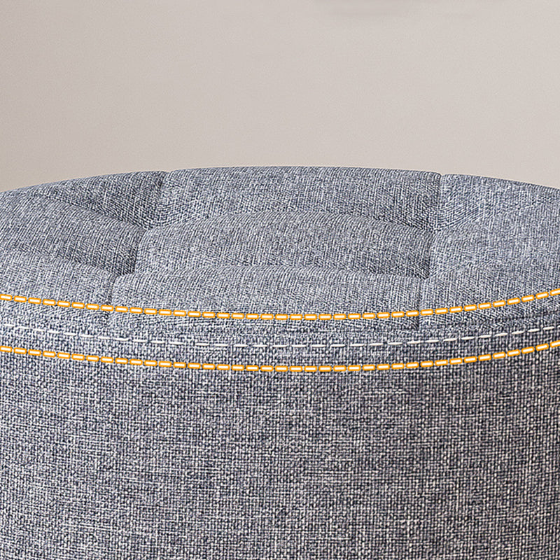 Modern Minimalist Round Solid Wood Cotton Linen Sponge Low Stool Backless Armless For Living Room