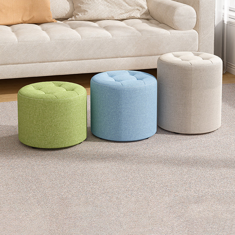 Modern Minimalist Round Solid Wood Cotton Linen Sponge Low Stool Backless Armless For Living Room