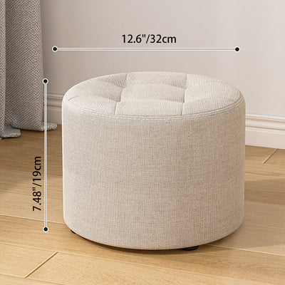 Modern Minimalist Round Solid Wood Cotton Linen Sponge Low Stool Backless Armless For Living Room