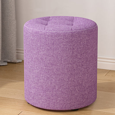 Modern Minimalist Round Solid Wood Cotton Linen Sponge Low Stool Backless Armless For Living Room