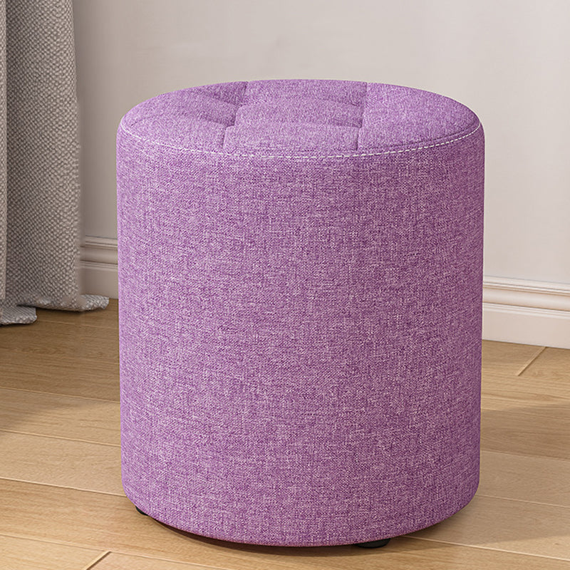 Modern Minimalist Round Solid Wood Cotton Linen Sponge Low Stool Backless Armless For Living Room