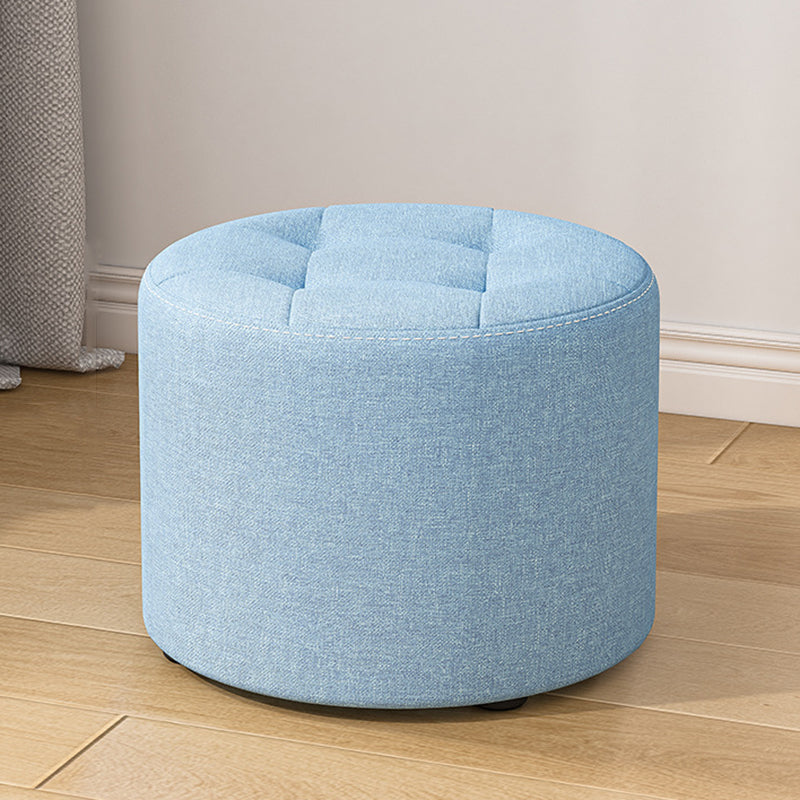Modern Minimalist Round Solid Wood Cotton Linen Sponge Low Stool Backless Armless For Living Room