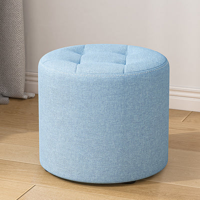 Modern Minimalist Round Solid Wood Cotton Linen Sponge Low Stool Backless Armless For Living Room