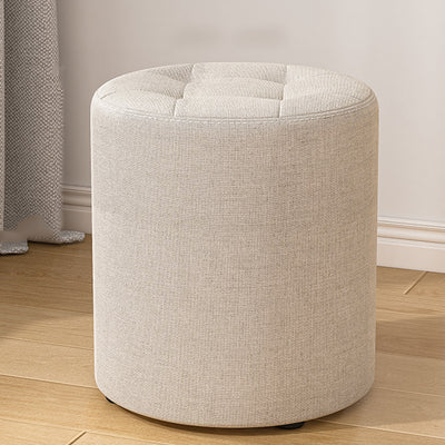 Modern Minimalist Round Solid Wood Cotton Linen Sponge Low Stool Backless Armless For Living Room