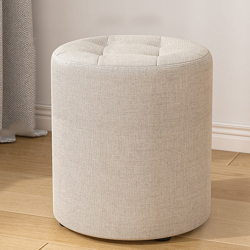 Modern Minimalist Round Solid Wood Cotton Linen Sponge Low Stool Backless Armless For Living Room