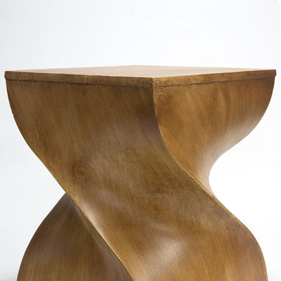 Contemporary Creative Square Spiral Magnesium Oxide Side Table 1-Tier For Living Room