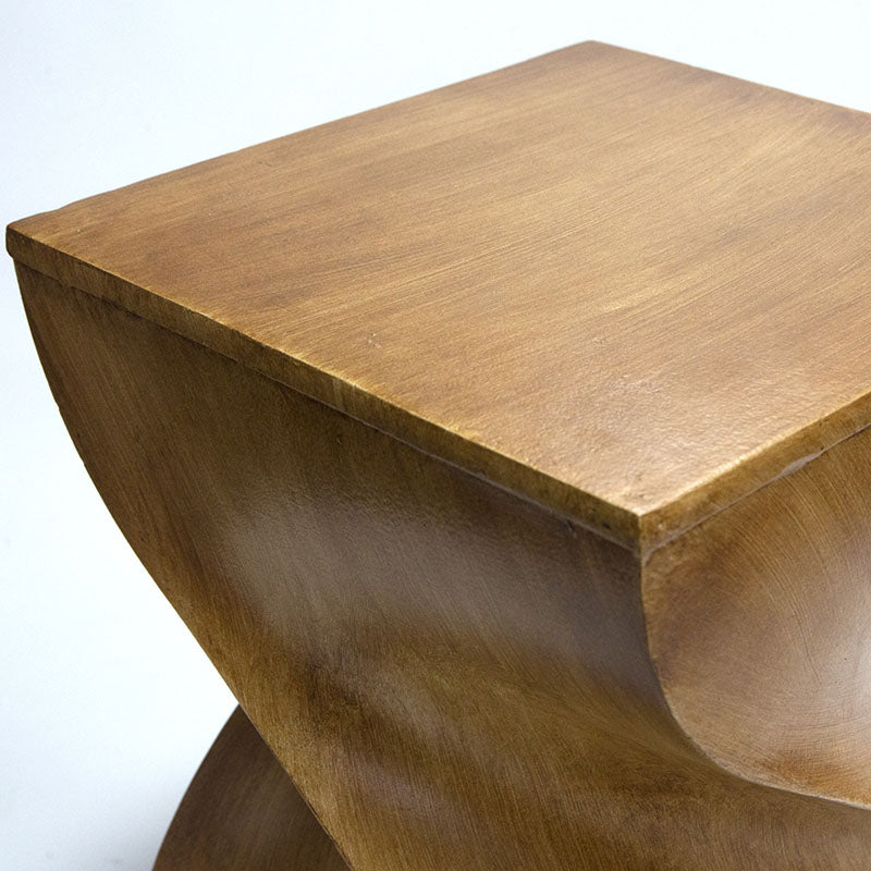 Contemporary Creative Square Spiral Magnesium Oxide Side Table 1-Tier For Living Room