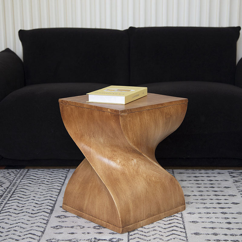 Contemporary Creative Square Spiral Magnesium Oxide Side Table 1-Tier For Living Room