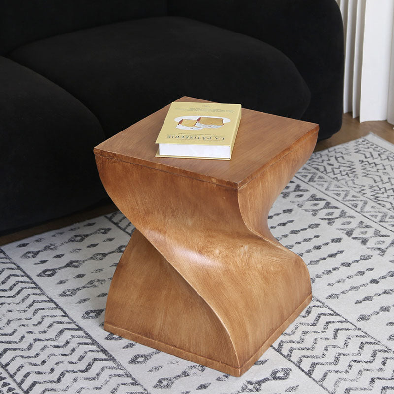 Contemporary Creative Square Spiral Magnesium Oxide Side Table 1-Tier For Living Room