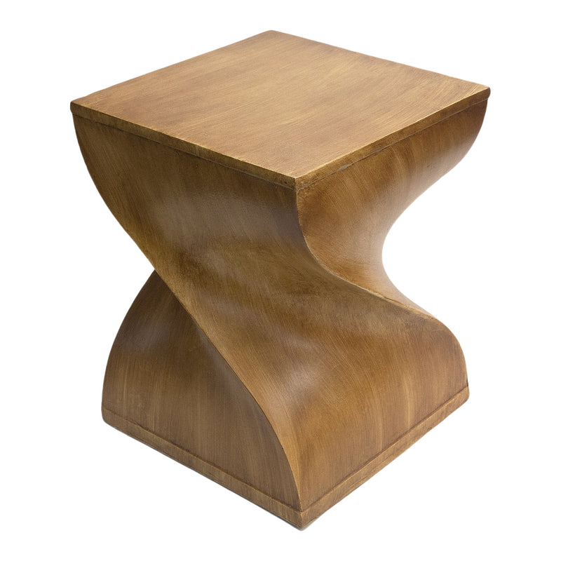 Contemporary Creative Square Spiral Magnesium Oxide Side Table 1-Tier For Living Room