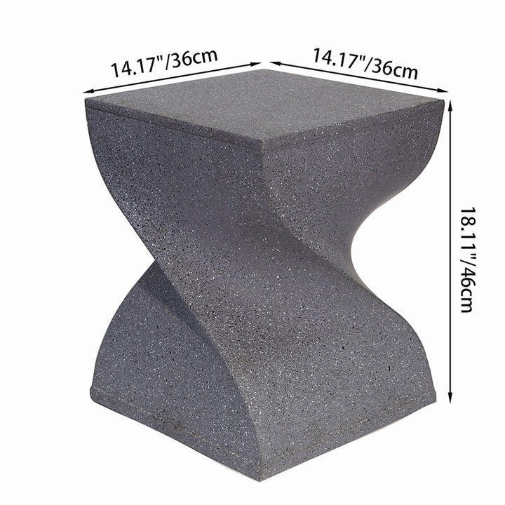 Contemporary Creative Square Spiral Magnesium Oxide Side Table 1-Tier For Living Room