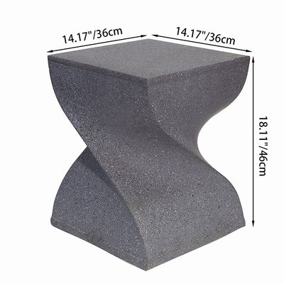 Contemporary Creative Square Spiral Magnesium Oxide Side Table 1-Tier For Living Room