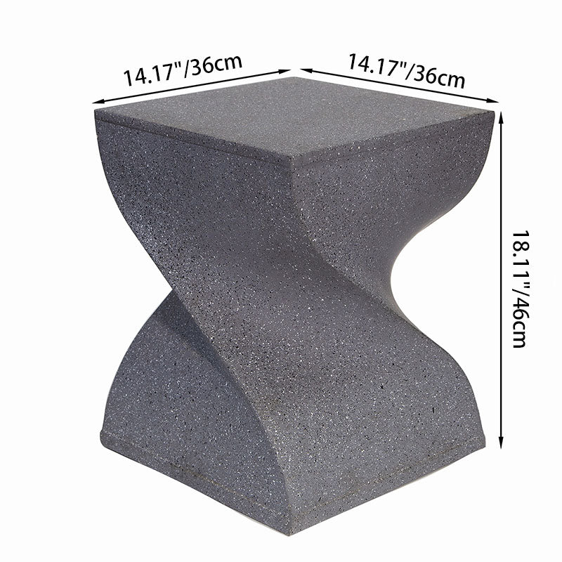 Contemporary Creative Square Spiral Magnesium Oxide Side Table 1-Tier For Living Room