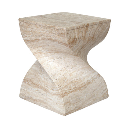 Contemporary Creative Square Spiral Magnesium Oxide Side Table 1-Tier For Living Room