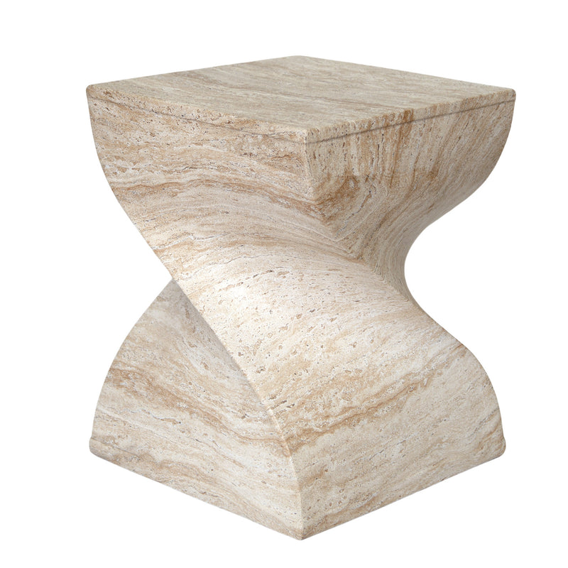 Contemporary Creative Square Spiral Magnesium Oxide Side Table 1-Tier For Living Room