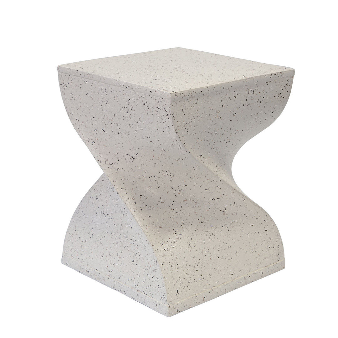 Contemporary Creative Square Spiral Magnesium Oxide Side Table 1-Tier For Living Room