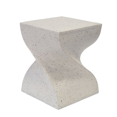 Contemporary Creative Square Spiral Magnesium Oxide Side Table 1-Tier For Living Room