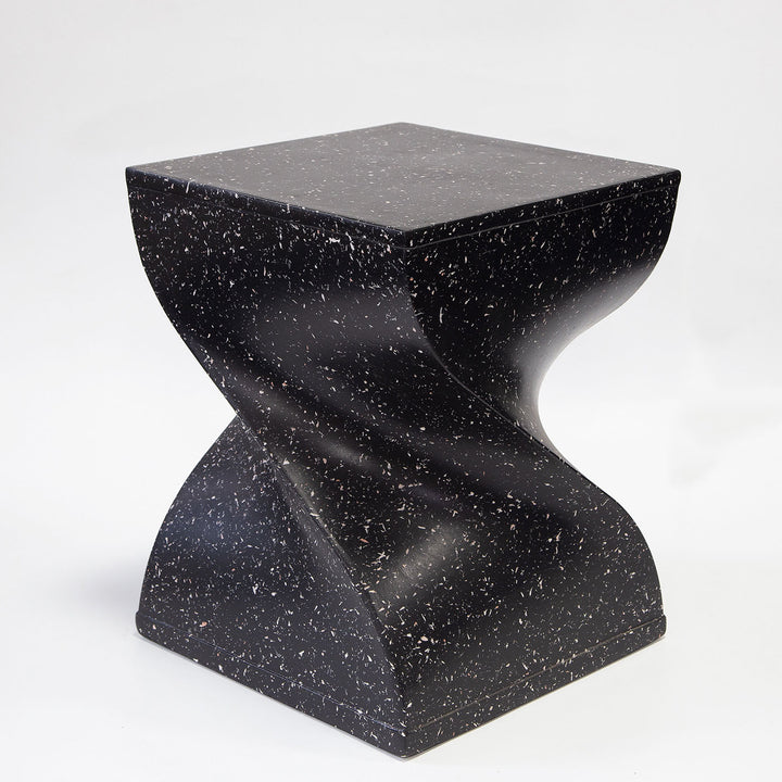 Contemporary Creative Square Spiral Magnesium Oxide Side Table 1-Tier For Living Room