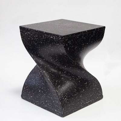 Contemporary Creative Square Spiral Magnesium Oxide Side Table 1-Tier For Living Room