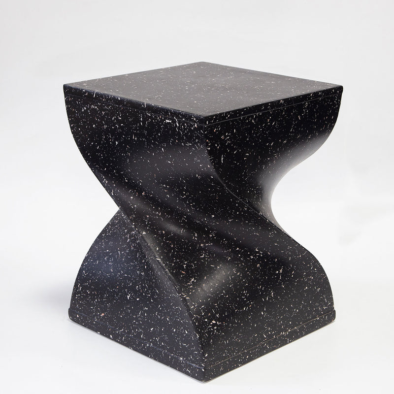 Contemporary Creative Square Spiral Magnesium Oxide Side Table 1-Tier For Living Room
