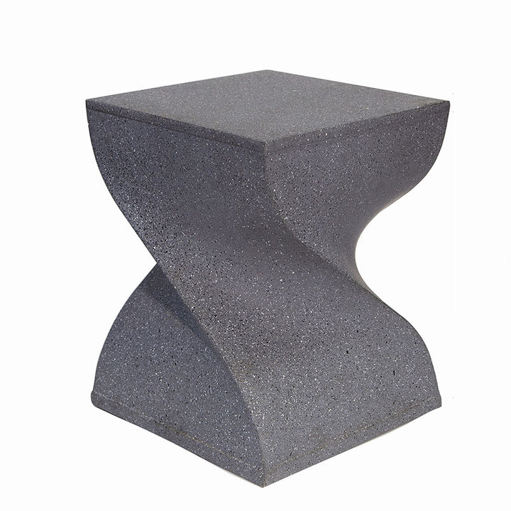 Contemporary Creative Square Spiral Magnesium Oxide Side Table 1-Tier For Living Room